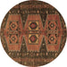 Round Persian Brown Traditional Rug, tr4410brn