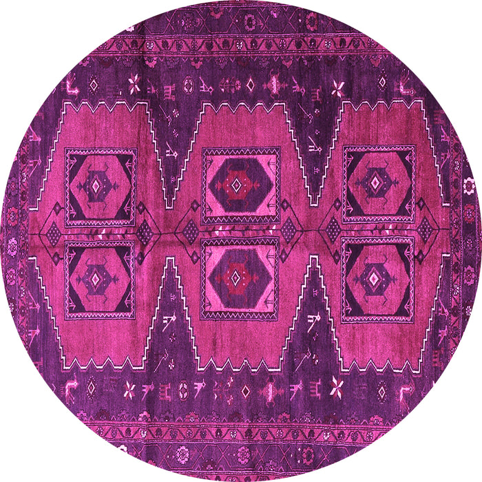 Round Machine Washable Persian Pink Traditional Rug, wshtr4410pnk