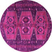 Round Machine Washable Persian Pink Traditional Rug, wshtr4410pnk