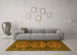 Machine Washable Persian Yellow Traditional Rug in a Living Room, wshtr4410yw