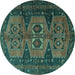 Round Persian Turquoise Traditional Rug, tr4410turq