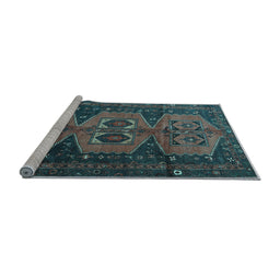 Sideview of Machine Washable Persian Light Blue Traditional Rug, wshtr4410lblu