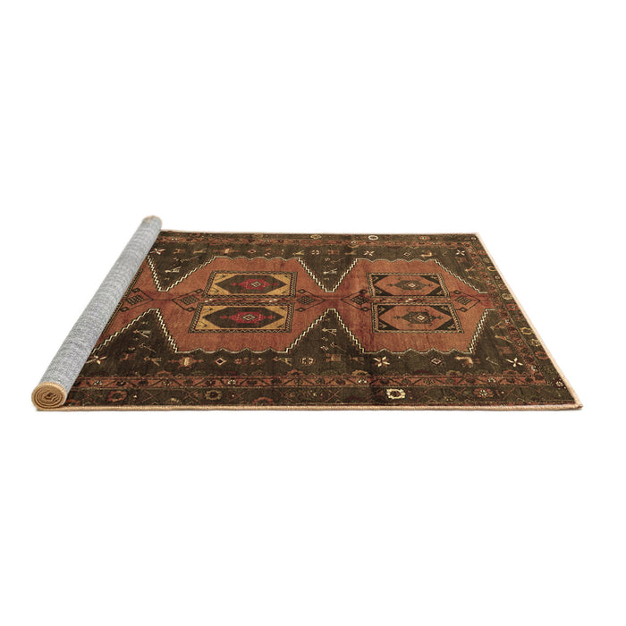 Sideview of Machine Washable Persian Brown Traditional Rug, wshtr4410brn