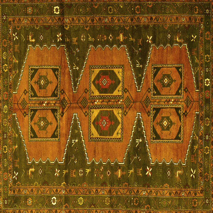 Square Machine Washable Persian Yellow Traditional Rug, wshtr4410yw