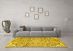 Machine Washable Persian Yellow Traditional Rug in a Living Room, wshtr4411yw