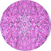 Round Machine Washable Persian Purple Traditional Area Rugs, wshtr4411pur