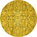 Round Machine Washable Persian Yellow Traditional Rug, wshtr4411yw