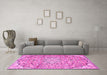 Machine Washable Persian Pink Traditional Rug in a Living Room, wshtr4411pnk