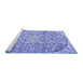 Sideview of Machine Washable Persian Blue Traditional Rug, wshtr4411blu