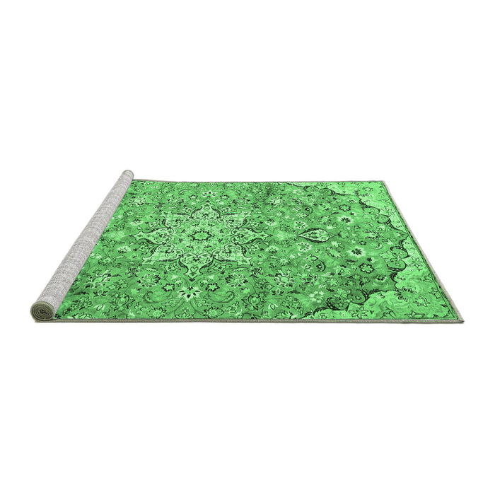 Sideview of Machine Washable Persian Emerald Green Traditional Area Rugs, wshtr4411emgrn