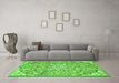 Machine Washable Persian Green Traditional Area Rugs in a Living Room,, wshtr4411grn