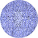 Round Machine Washable Persian Blue Traditional Rug, wshtr4411blu