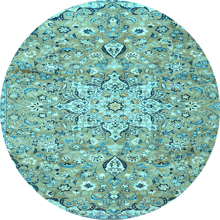 Round Persian Light Blue Traditional Rug, tr4411lblu
