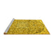 Sideview of Machine Washable Persian Yellow Traditional Rug, wshtr4411yw