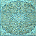 Square Machine Washable Persian Light Blue Traditional Rug, wshtr4411lblu