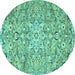 Round Persian Turquoise Traditional Rug, tr4411turq