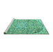 Sideview of Machine Washable Persian Turquoise Traditional Area Rugs, wshtr4411turq