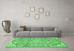 Machine Washable Persian Emerald Green Traditional Area Rugs in a Living Room,, wshtr4411emgrn