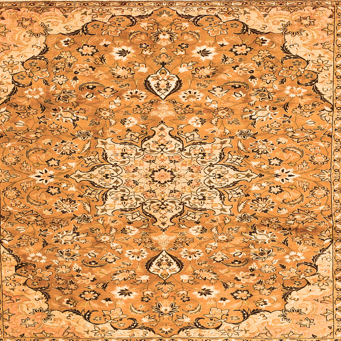 Round Machine Washable Persian Orange Traditional Area Rugs, wshtr4411org