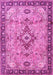 Machine Washable Medallion Pink Traditional Rug, wshtr4412pnk