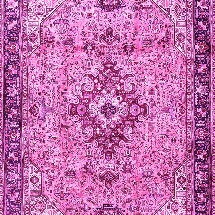Machine Washable Medallion Pink Traditional Rug, wshtr4412pnk