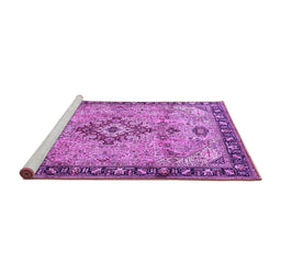 Sideview of Machine Washable Medallion Purple Traditional Area Rugs, wshtr4412pur