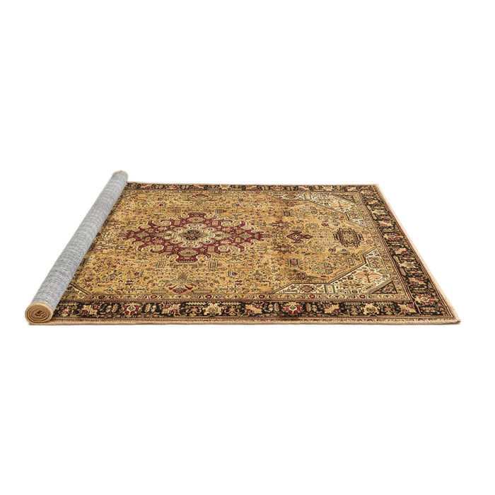 Sideview of Machine Washable Medallion Brown Traditional Rug, wshtr4412brn