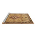 Sideview of Machine Washable Medallion Brown Traditional Rug, wshtr4412brn