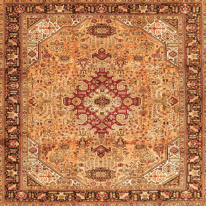 Serging Thickness of Medallion Orange Traditional Rug, tr4412org