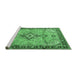 Sideview of Machine Washable Medallion Emerald Green Traditional Area Rugs, wshtr4412emgrn