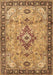 Machine Washable Medallion Brown Traditional Rug, wshtr4412brn