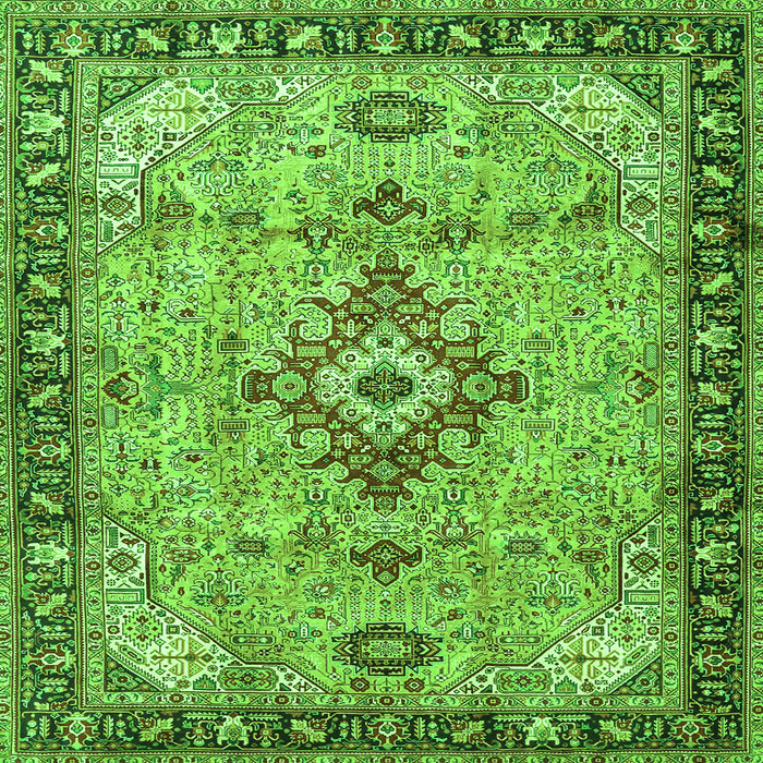 Round Machine Washable Medallion Green Traditional Area Rugs, wshtr4412grn