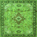 Round Machine Washable Medallion Green Traditional Area Rugs, wshtr4412grn