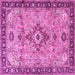 Square Machine Washable Medallion Pink Traditional Rug, wshtr4412pnk