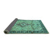 Sideview of Medallion Turquoise Traditional Rug, tr4412turq