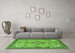 Machine Washable Medallion Green Traditional Area Rugs in a Living Room,, wshtr4412grn