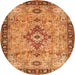 Square Medallion Orange Traditional Rug, tr4412org