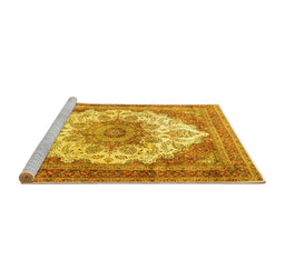 Sideview of Machine Washable Persian Yellow Traditional Rug, wshtr4413yw