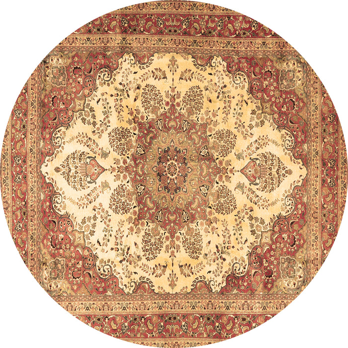 Round Persian Brown Traditional Rug, tr4413brn