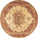 Round Persian Brown Traditional Rug, tr4413brn