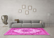 Machine Washable Persian Pink Traditional Rug in a Living Room, wshtr4413pnk