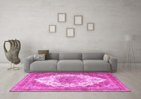 Machine Washable Persian Pink Traditional Rug, wshtr4413pnk