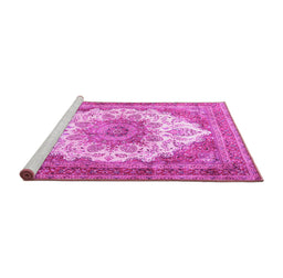Sideview of Machine Washable Persian Pink Traditional Rug, wshtr4413pnk