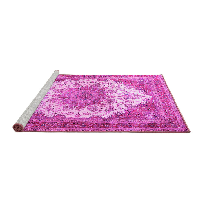 Sideview of Machine Washable Persian Pink Traditional Rug, wshtr4413pnk