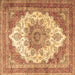 Square Machine Washable Persian Brown Traditional Rug, wshtr4413brn