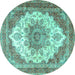 Round Persian Turquoise Traditional Rug, tr4413turq