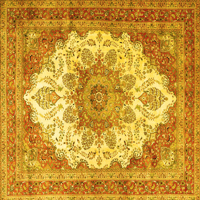 Square Persian Yellow Traditional Rug, tr4413yw