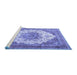 Sideview of Machine Washable Persian Blue Traditional Rug, wshtr4413blu