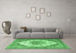 Machine Washable Persian Emerald Green Traditional Area Rugs in a Living Room,, wshtr4413emgrn