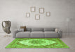 Machine Washable Persian Green Traditional Area Rugs in a Living Room,, wshtr4413grn